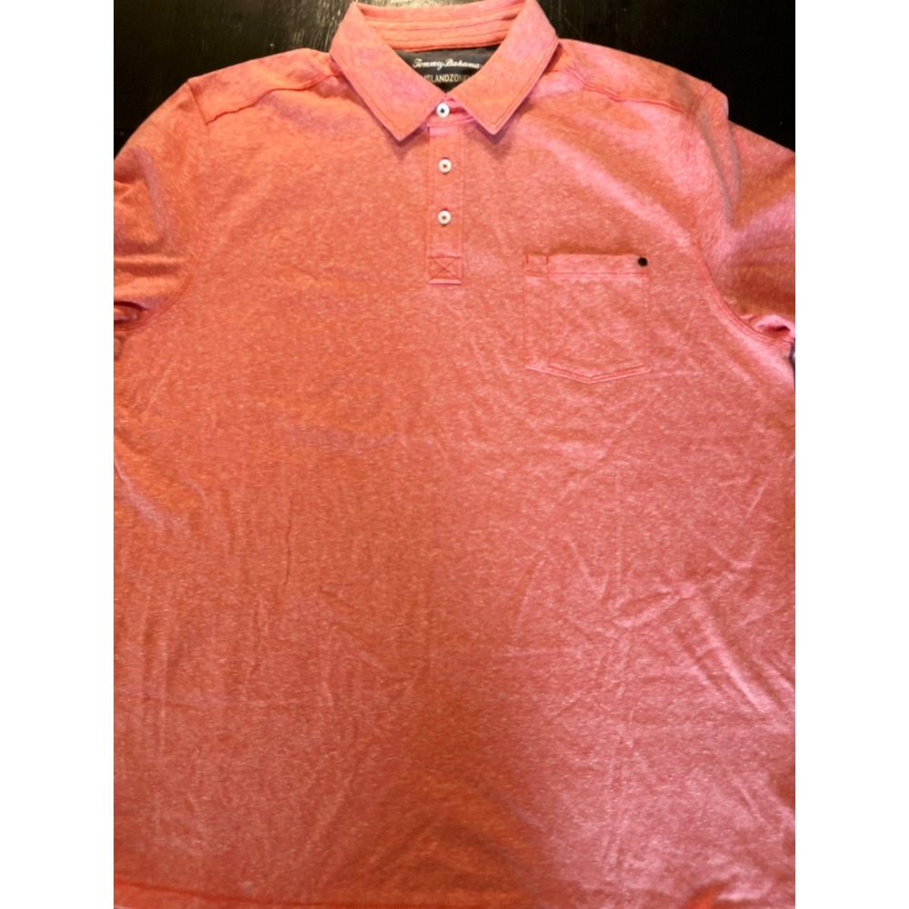 Tommy Bahama IslandZone Mens Coral Heathered Polo Shirt Short Sleeve Pocket‎ L - Picture 1 of 6